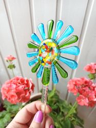 fused glass garden stake, flower pot stakes flowers, mothers day gift, flower pot decor