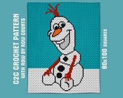 olaf c2c crochet graph pattern