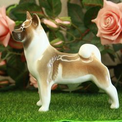 Statuette Brown American Akita Dog Ceramic Figurine Handmade undefined Russianartdogs