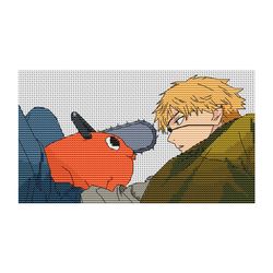 anime cross stitch pattern chainsaw man pet pochi denji pdf