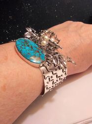 stunning 925 sterling silver turquoise cuff bracelet