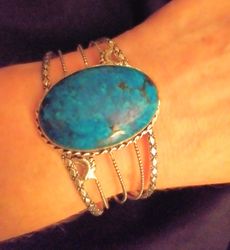 Stunning 925 Sterling Silver Turquoise Cuff Bracelet