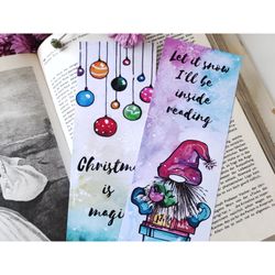 christmas printable bookmarks template  watercolour bookmark set 2 printable bookmark