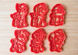 paw patrol cookie cutters. set of 6 pieces