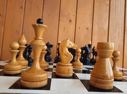 Russian vintage chess set 1960s - Old wooden Soviet chess 1967 (56 years old)