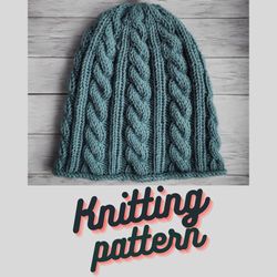 knitting pattern cable hat digital pdf warm hat knit pattern knitting tutorial