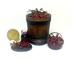 dollhouse miniature 1:12 cherry! cherry harvest! basket with cherries!