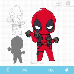 baby deadpool svg, dead pool crossfit, chibi avenger svg, superhero svg, comics deadpool baby, deadpool coloring svg