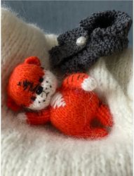 knitted toy little orange tiger