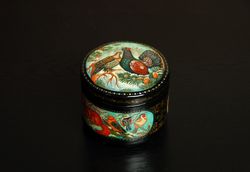 winter wildlife lacquer box hand painted decorative art christmas gift