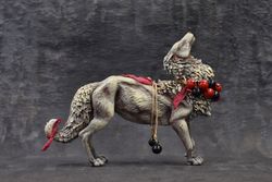 gray wolf original creature figurine sculpture art doll