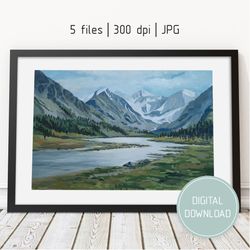 mountain landscape art printable mountain wall art horizontal instant download art work digital files