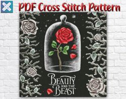 beauty and the beast cross stitch pattern / disney cross stitch pattern / princess cross stitch chart / beauty princess