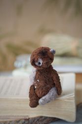 brown teddy bear with heart vintage style