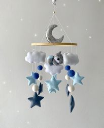 baby mobile bear, crib mobile, boy baby mobile, boy nursery decor, baby shower gift, baby mobile blue, blue nursery