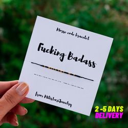 fucking badass morse code bracelet, best friend gifts, friendship bracelet, funny gifts, birthday gift, christmas gift