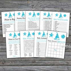 under the sea baby shower games bundle,sea themed baby shower games package,fun baby shower games,9 printable games-218