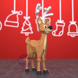 diy  christmas reindeer 3d model template papercraft pdf