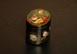 birds lacquer box hand-painted black jewelry box unusual gift