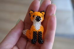 beaded animals, beaded keychain, bead animals, beaded fox, beaded animal keychain, red fox, fox toy, fox keychain