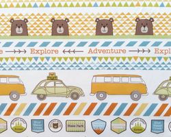 cute bears fabric from ashley wilde, forest and nature fabric, campervan fabric, kids fabric, fabric for upholstery