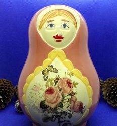 vintage soviet ceramic nesting doll.coin box.money box.matryoshka