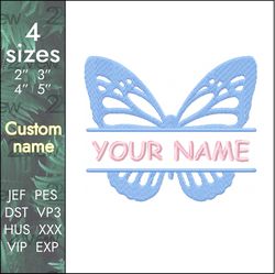 butterfly embroidery design, childrens clothing in kindergarten, any name, 4 sizes