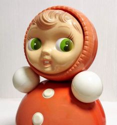 big vintage soviet doll roly poly. large musical doll anime