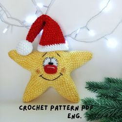 crochet christmas star, crochet pattern pdf