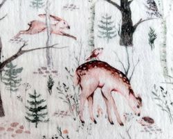 digital printed double gauze forest animals fabric, muslin fabric, soft cotton baby clothes fabric, woodland animals