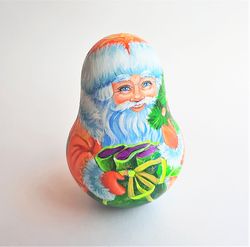 russian ded moroz roly poly doll - christmas wooden music nevalyashka wobble toy