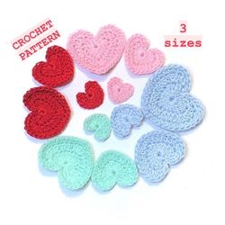 valentine's day hearts 3 sizes crochet pattern  amigurumi stuff heart  home decor love gift