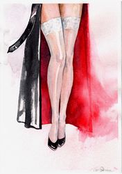 original art erotic painting woman's legs painting bold watercolor painting wall art sexy painting