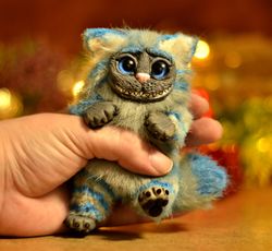 Cheshire Cat, ooak ,handmade gift, furry animal, kawaii plush, poseable doll ,black friday