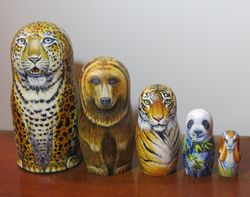 brics countries national animal symbols matryoshka russian dolls - political custom painting wooden nesting dolls