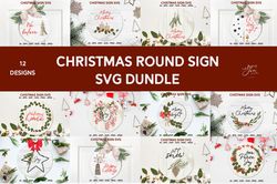 christmas round sign svg bundle merry christmas svg