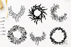 christmas frame monogram svg christmas wreath svg