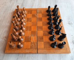 Soviet chess set Baku - old wooden tournament chess USSR 1963 made