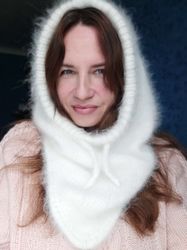 fluffy angora cowl angora hood