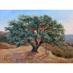 desert tree painting california desert landscape original art southwest painting miniature oil painting grand canyon