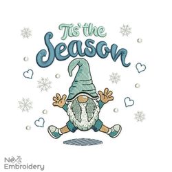 tis' the season embroidery design, christmas season embroidery design