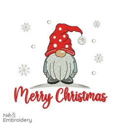 merry christmas gnome embroidery designs, christmas decor machine embroidery file