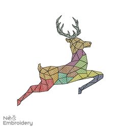 triangle deer embroidery design, minimalist machine embroidery design