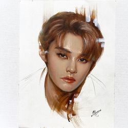 original small oil painting asian korean boy kpop idol