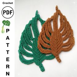 crochet pattern monstera leaf, crochet leaves mini monstera