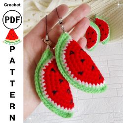 crochet pattern watermelon slice, mini food keychain