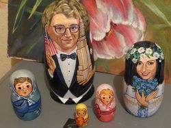 american wedding custom portrait nesting dolls matryoshka - russian dolls newlyweds gift