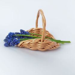 small flower basket with handle. handmade doll basket. flower gathering basket.