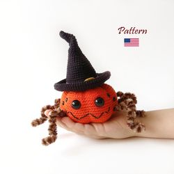 cute spider pattern amigurumi crochet pumpkin spider pattern pumpkin toy in witch hat ideas for horror party