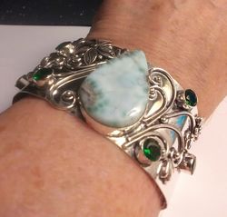 stunning 925 sterling silver edwardian victorian vintage style cuff bracelet